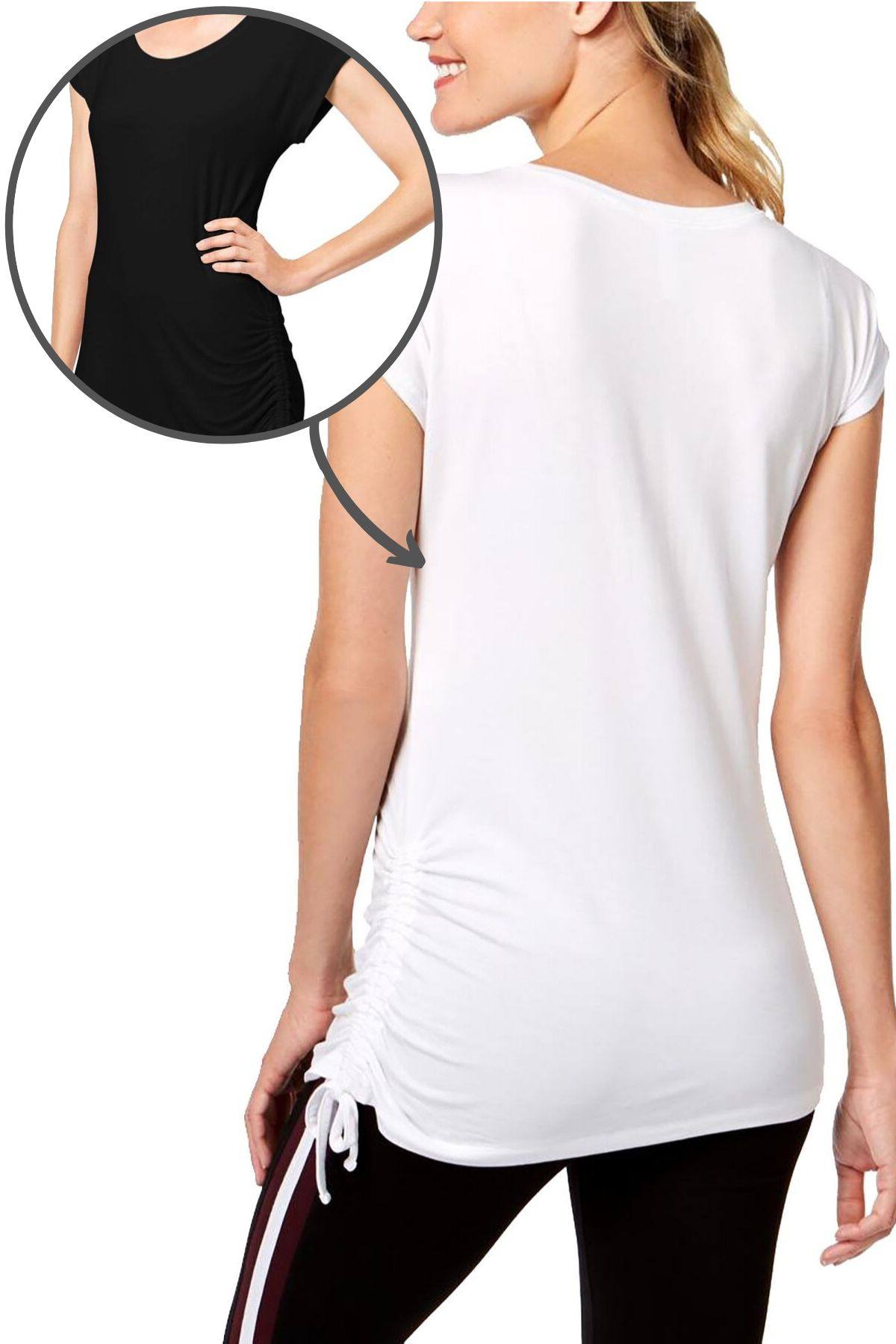 Ideology Black Side-Tie Modal T-Shirt