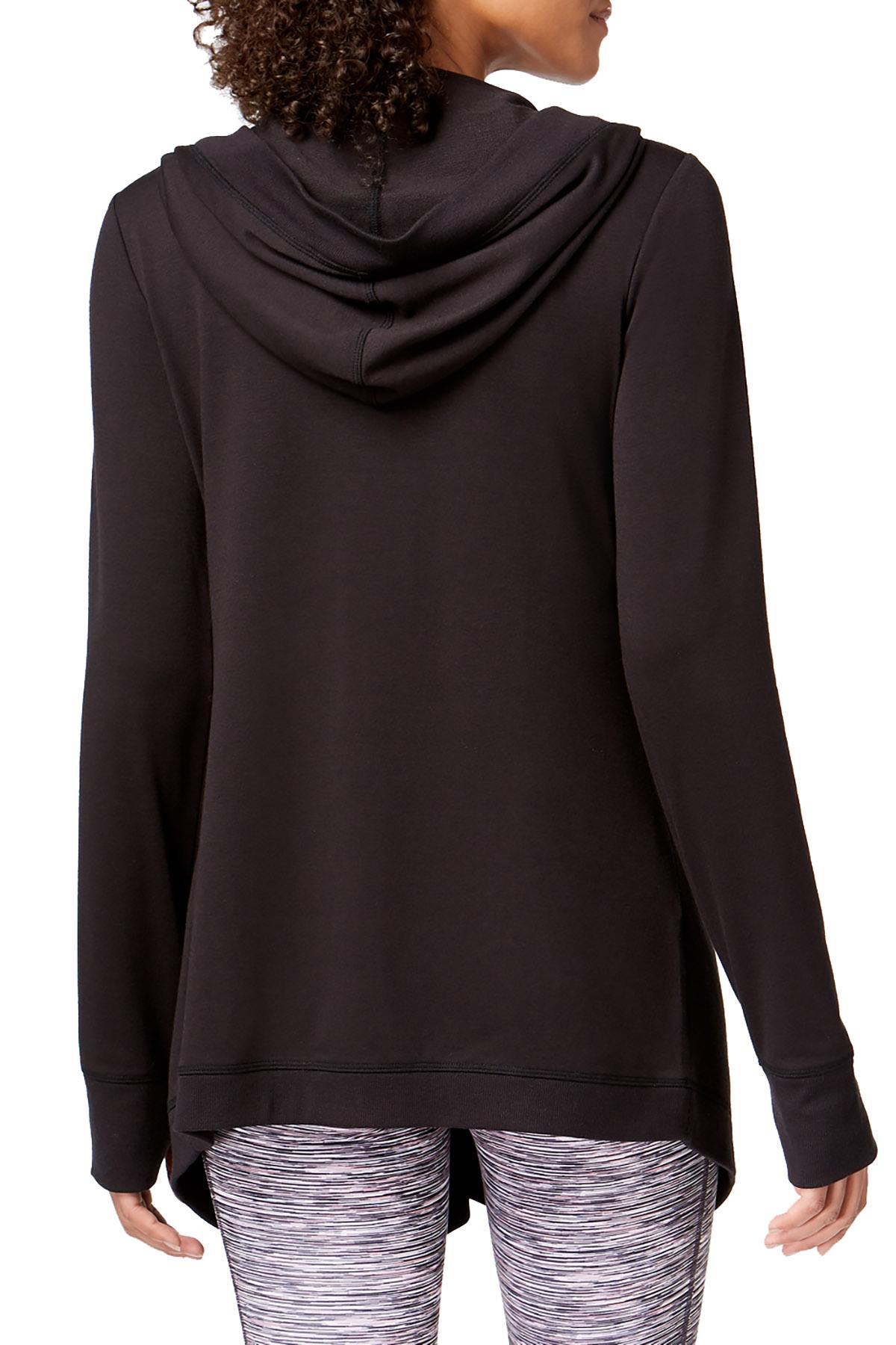 Ideology Noir Hooded Handkerchief Hem Wrap