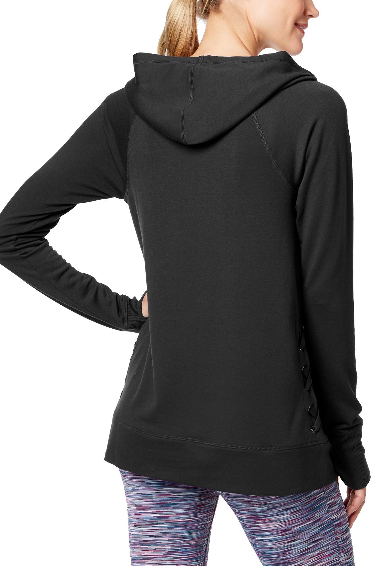 Ideology Noir Lace-Up Sides Hoodie