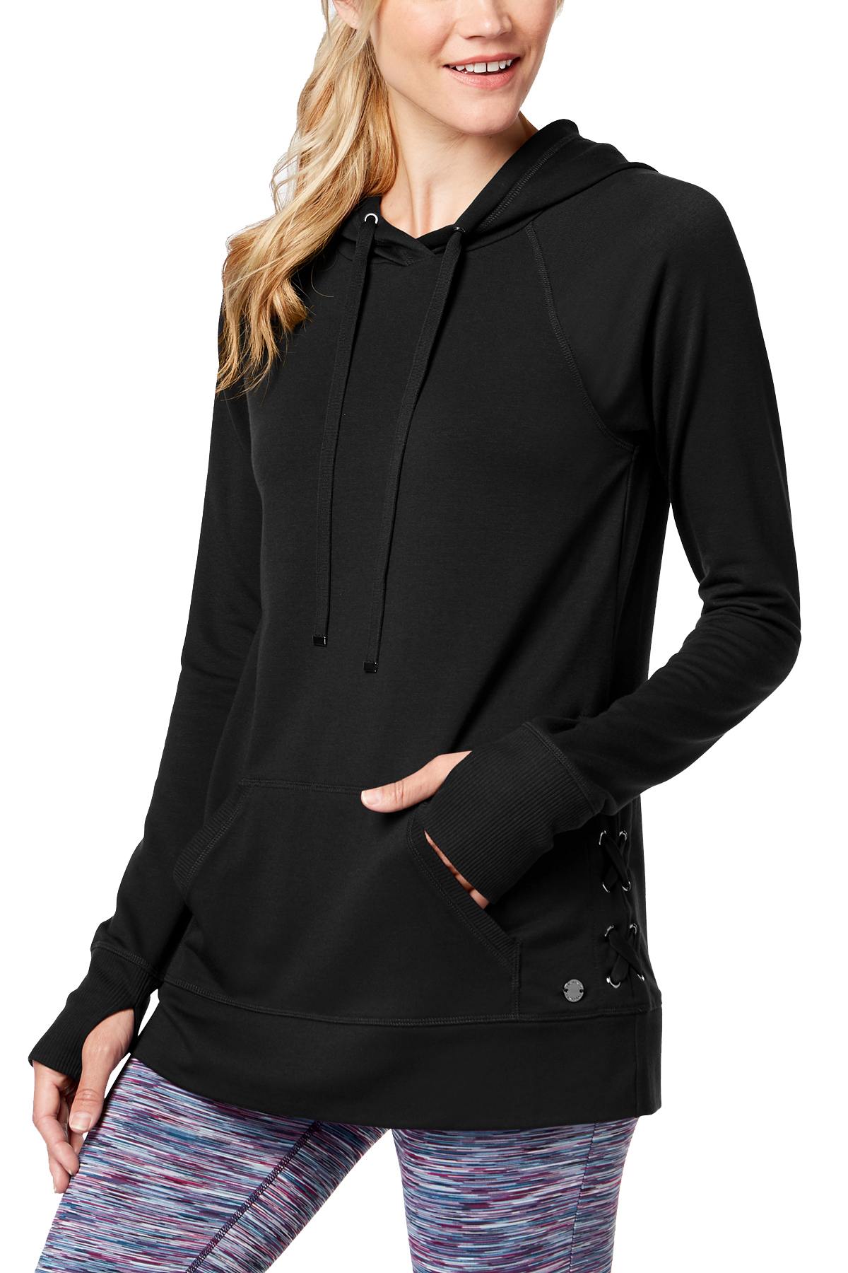 Ideology Noir Lace-Up Sides Hoodie