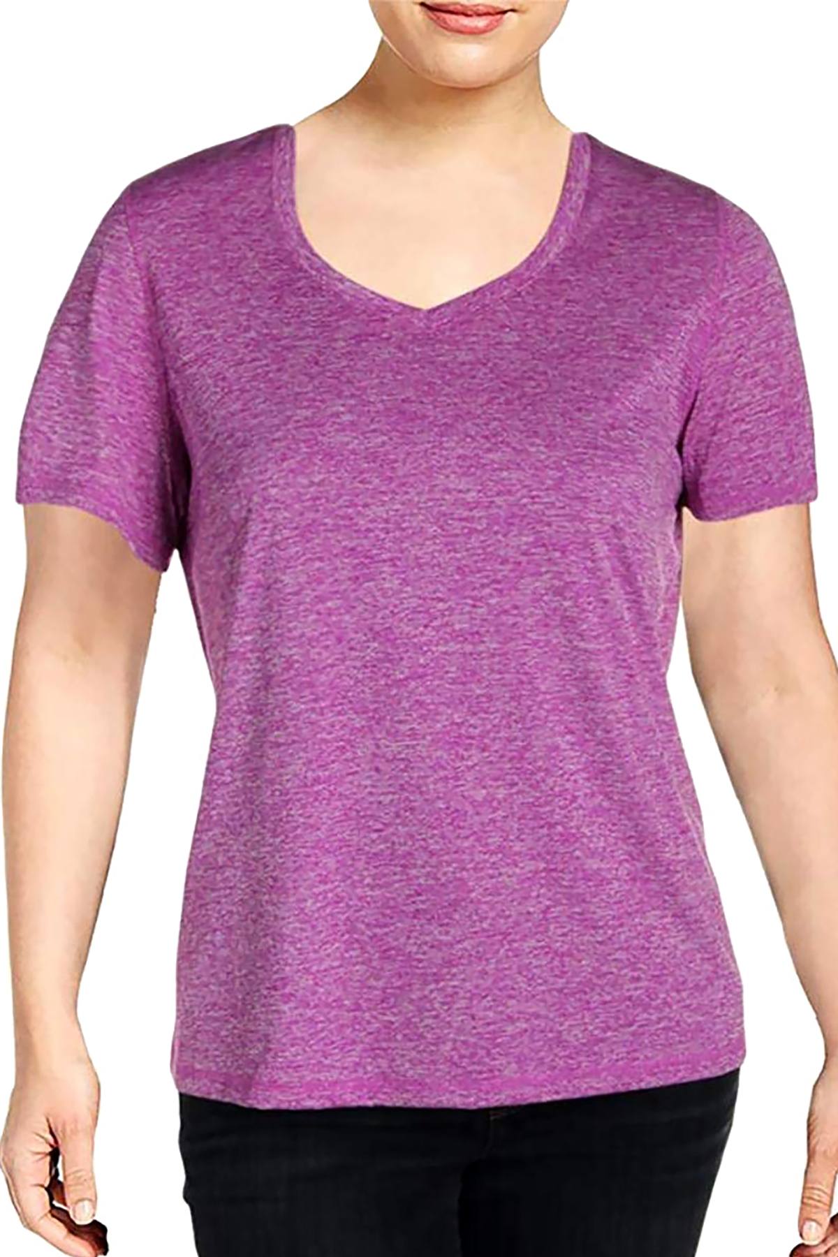 Ideology PLUS Purple-Cactus Semi-Fitted Active Rapidry V-Neck Performance T-Shirt