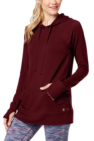 Ideology Vintage-Wine Lace-Up Sides Hoodie