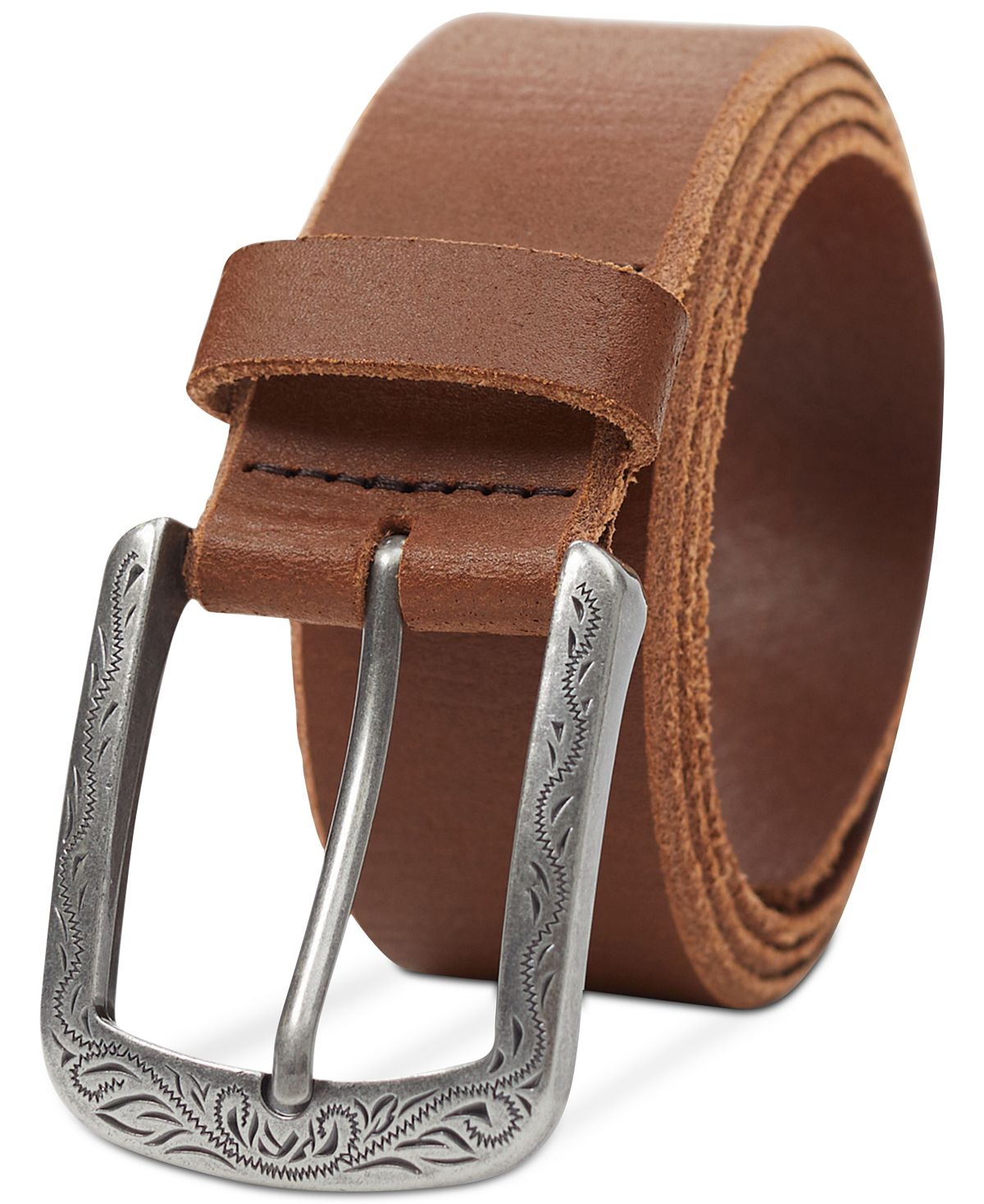 Inc International Concepts Faux Leather Western Buckle Belt Tan