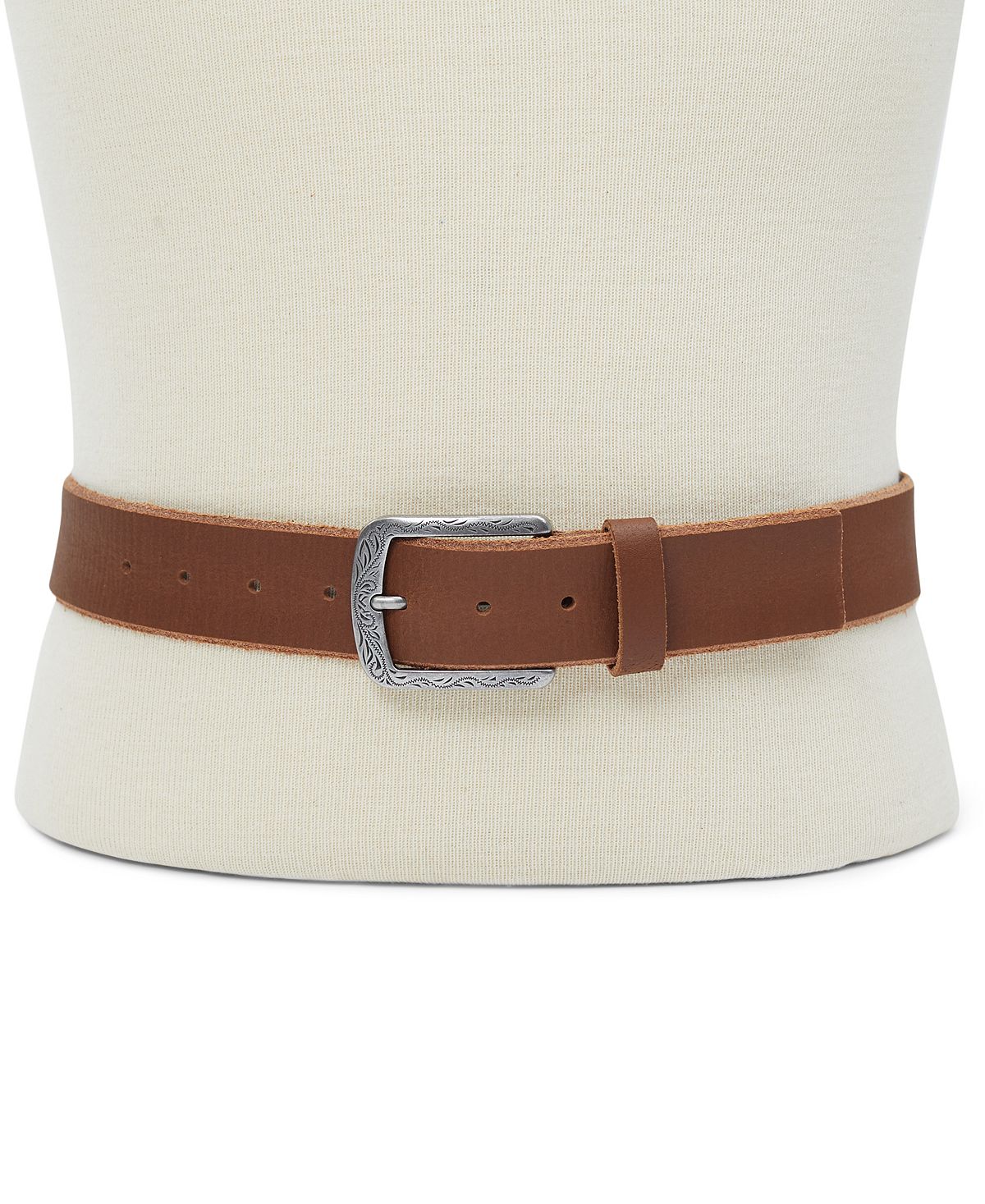 Inc International Concepts Faux Leather Western Buckle Belt Tan