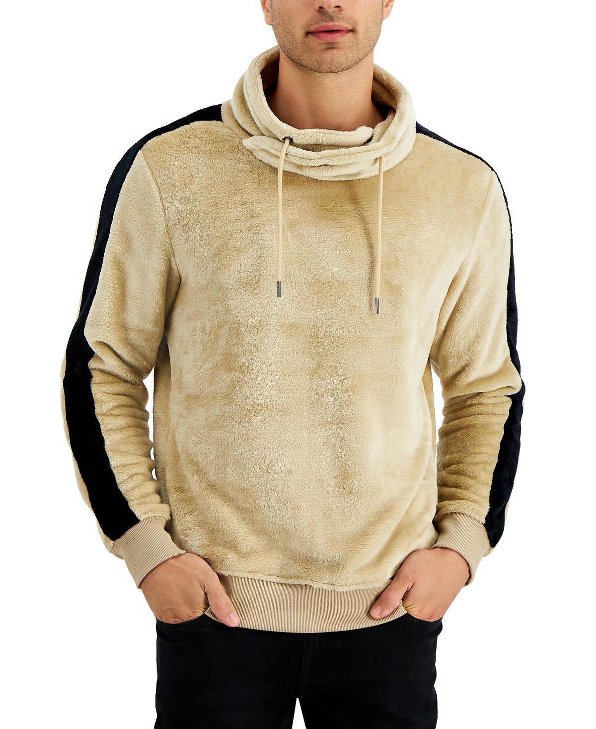 Inc International Concepts Funnelneck Fleece Pullover Sand Linen