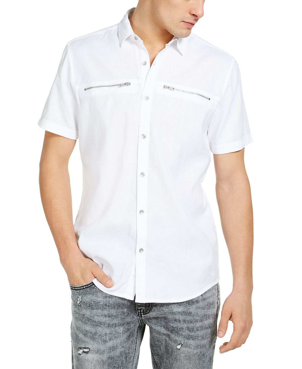 Inc International Concepts I.n.c. Regular-fit Solid Shirt White Pure