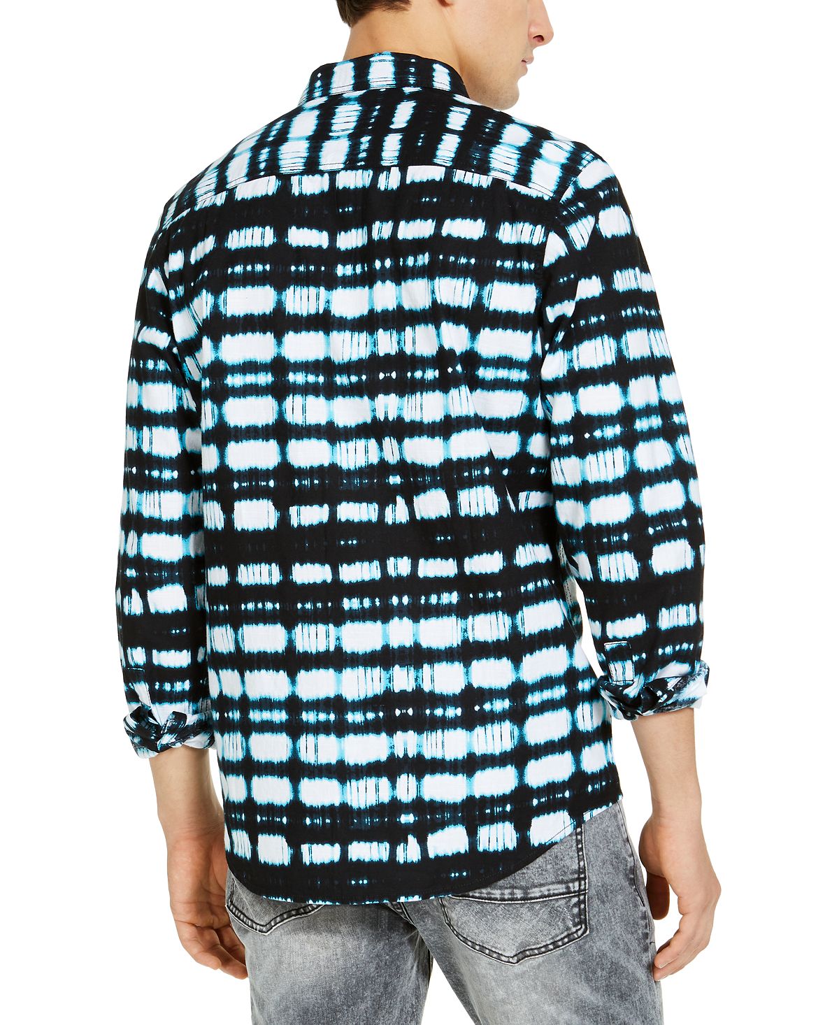 Inc International Concepts Inc Abstract Plaid Shirt Vibrant Turq