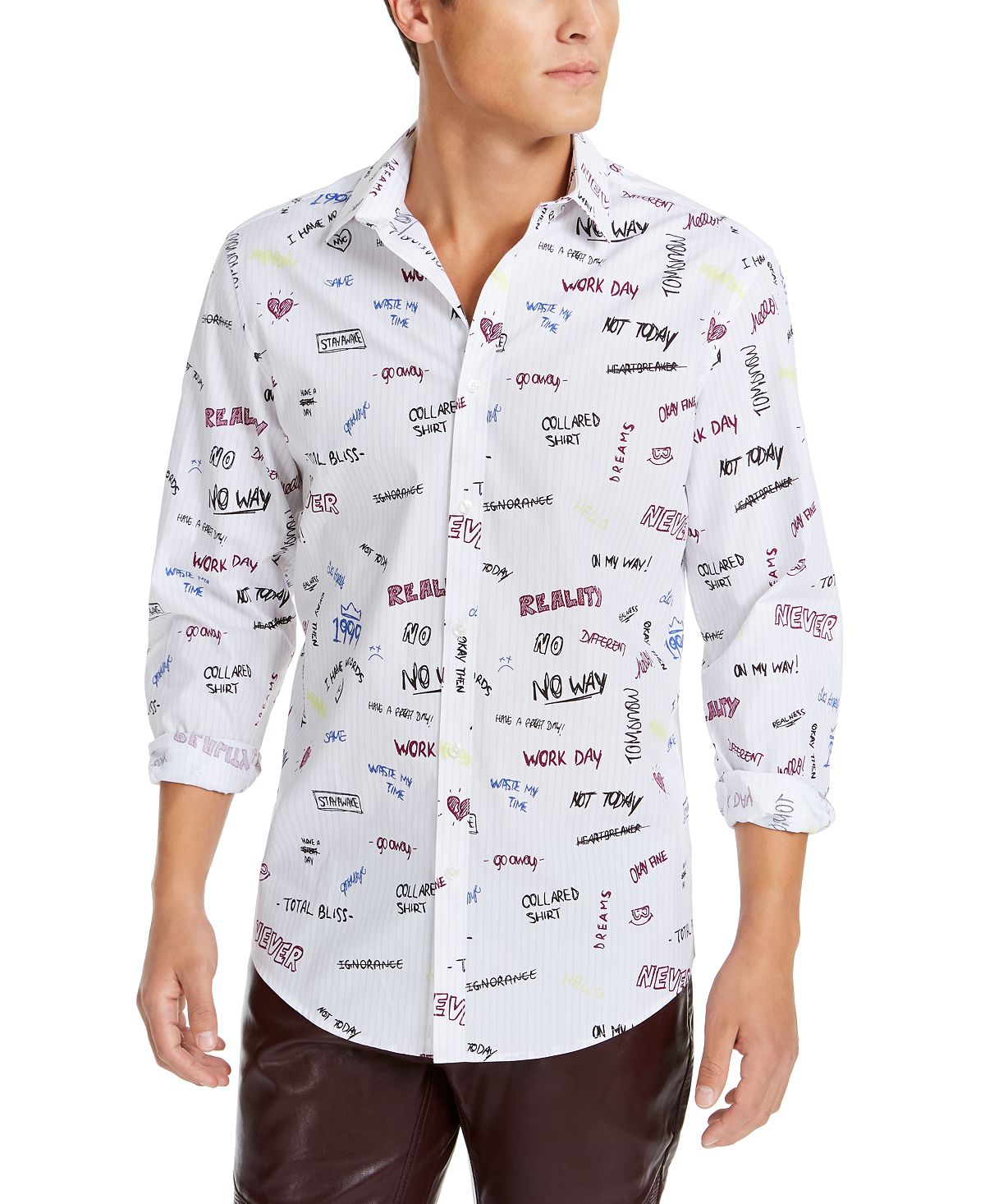 Inc International Concepts Inc Expressions Print Shirt White Combo