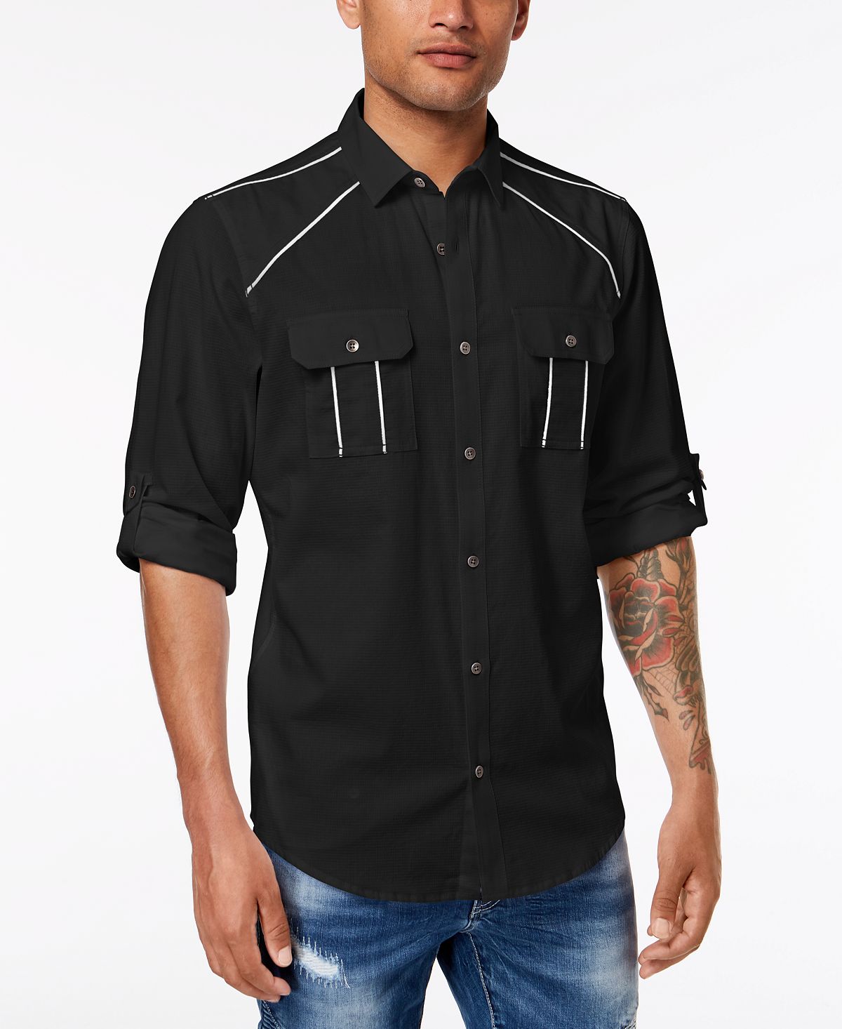 Inc International Concepts Inc Piped Shirt Deep Black
