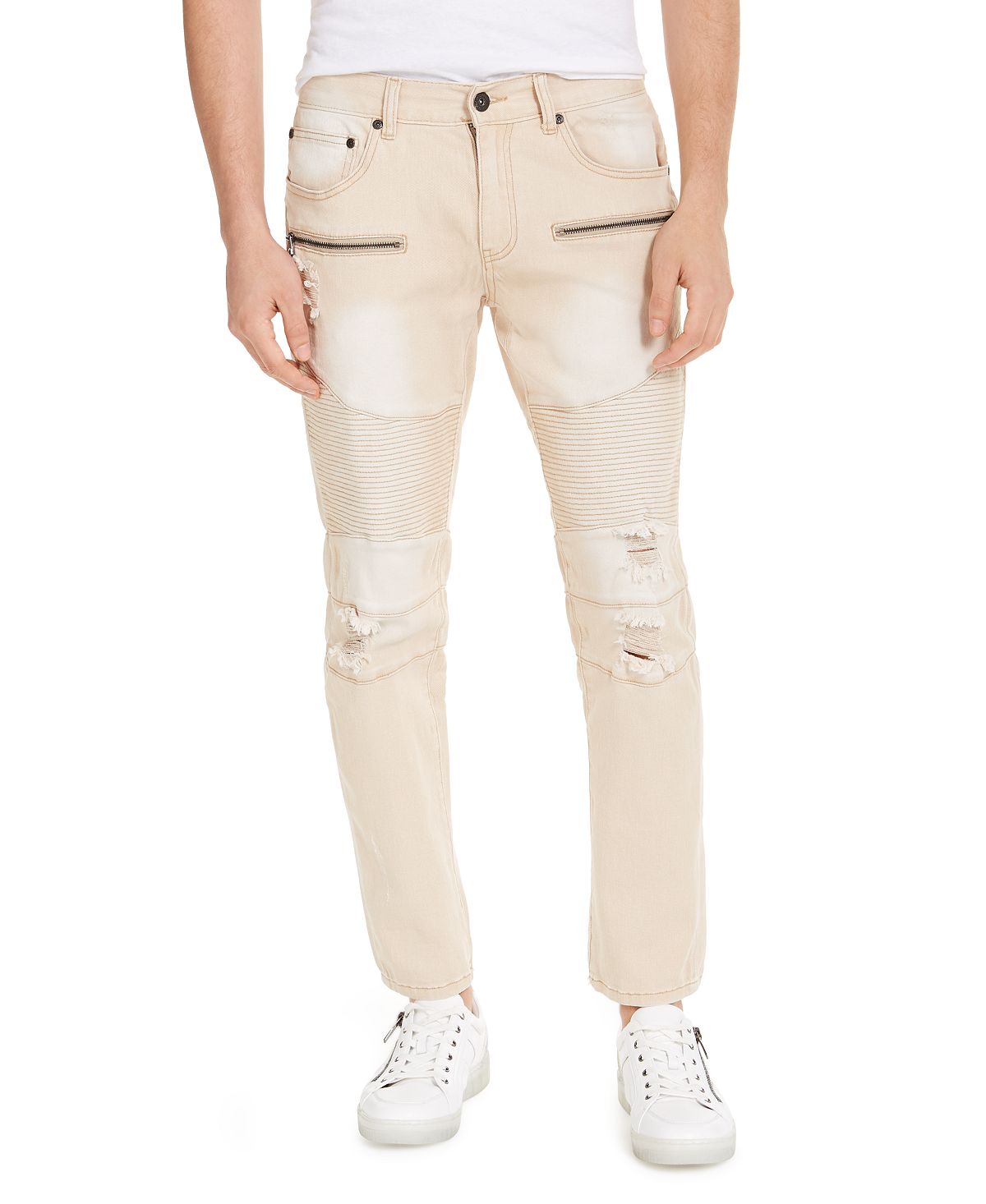 Inc International Concepts Inc Ripped Moto Skinny Jeans Walnut Beige