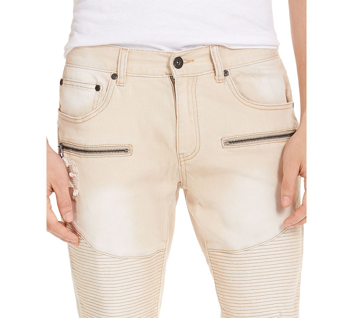 Inc International Concepts Inc Ripped Moto Skinny Jeans Walnut Beige