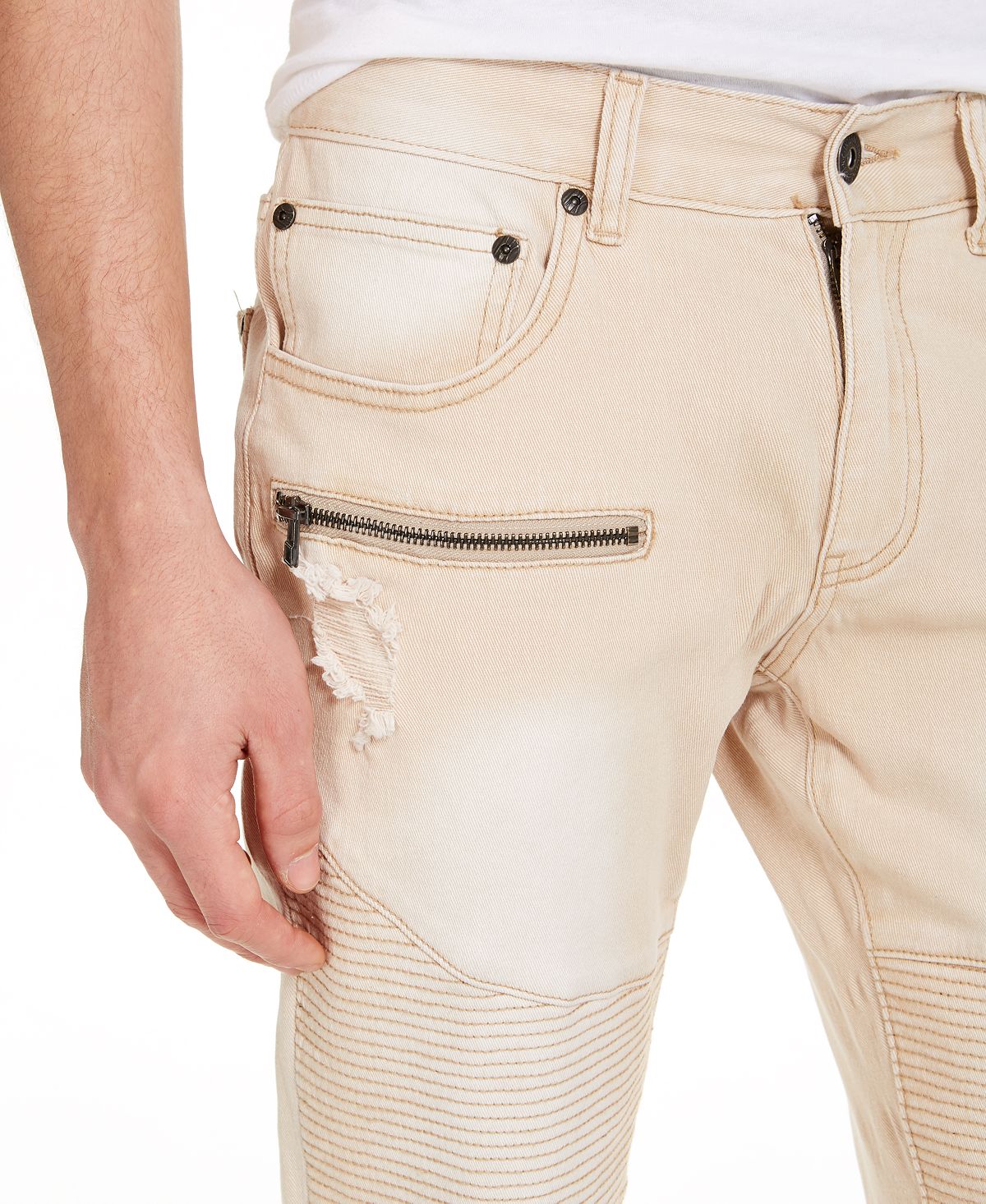 Inc International Concepts Inc Ripped Moto Skinny Jeans Walnut Beige