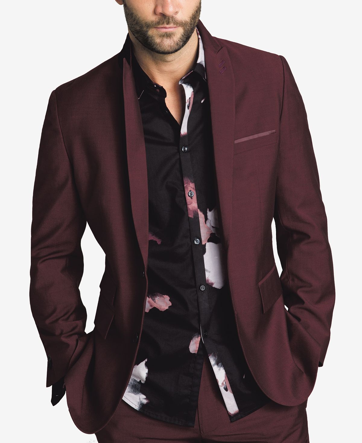 Inc International Concepts Inc Slim-fit Burgundy Blazer Burgundy