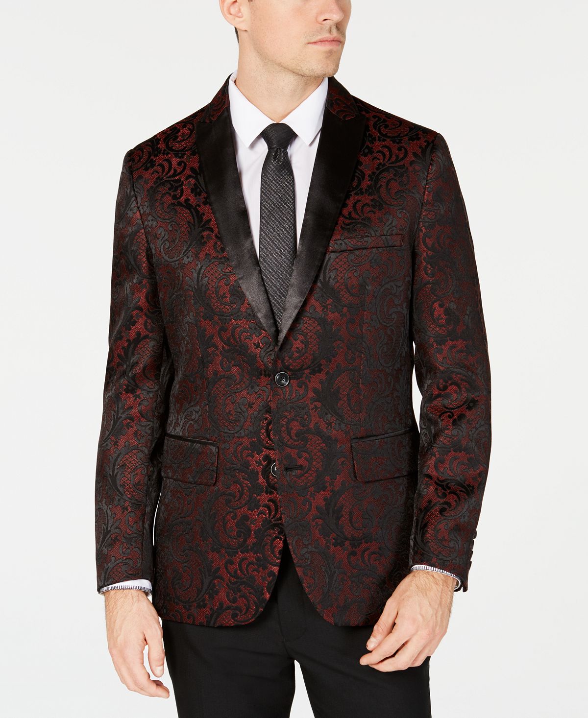 Inc International Concepts Inc Slim-fit Jacquard Blazer Red Combo