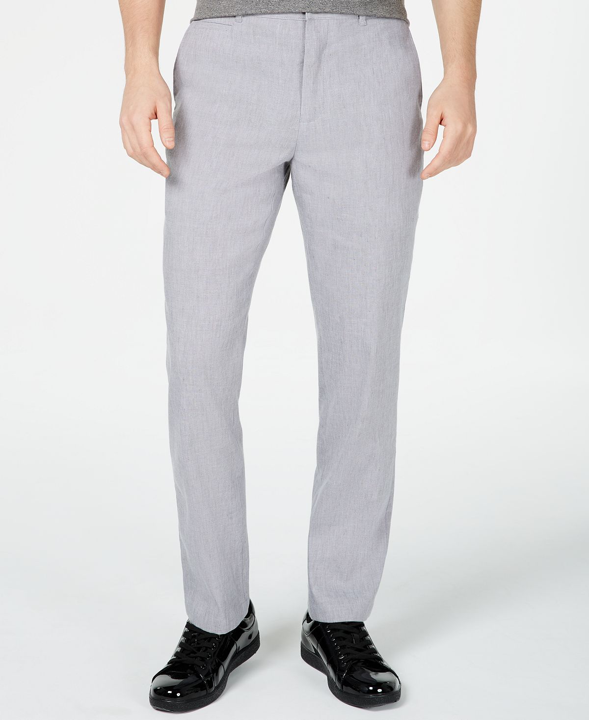 Inc International Concepts Inc Slim-fit Stretch Linen Pants Light Grey Comb