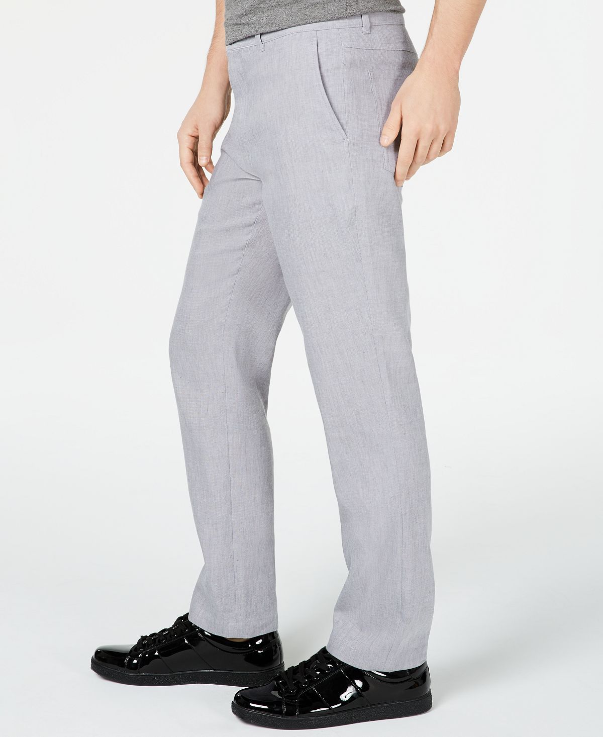 Inc International Concepts Inc Slim-fit Stretch Linen Pants Light Grey Comb