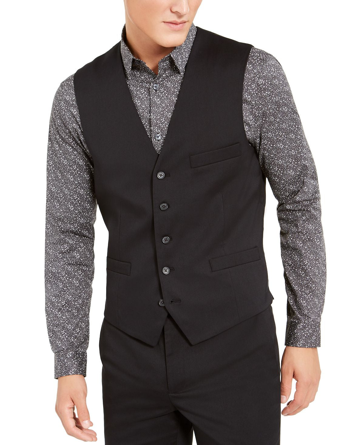 Inc International Concepts Inc Slim-fit Stretch Twill Vest Deep Black
