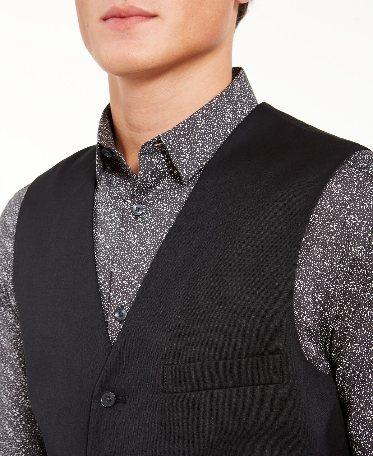 Inc International Concepts Inc Slim-fit Stretch Twill Vest Deep Black