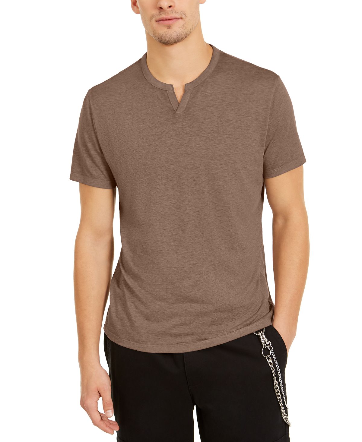 Inc International Concepts Inc Split-neck T-shirt Taupe Flash