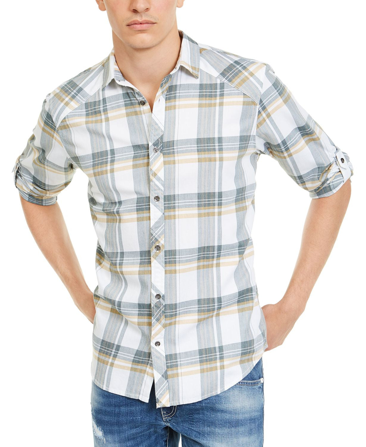 Inc International Concepts Marc Plaid Shirt Pine Grove