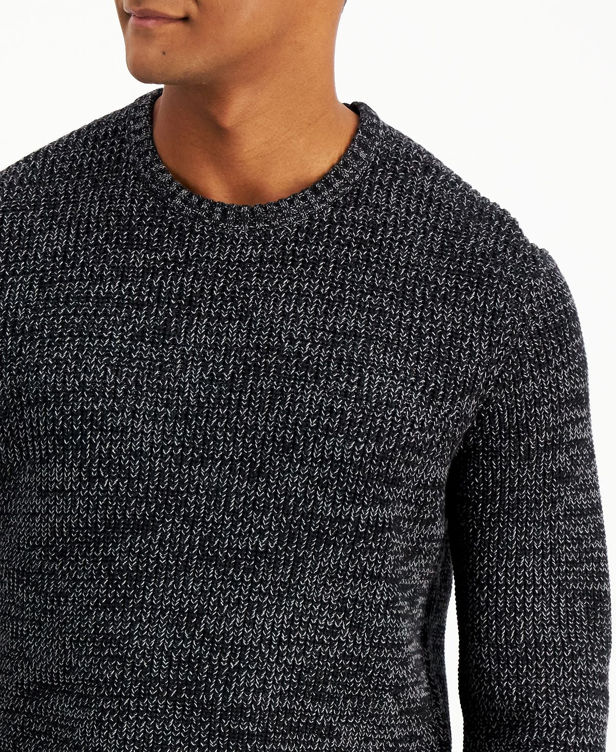 Inc International Concepts Page Crewneck Sweater Deep Black