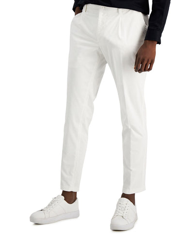 Inc International Concepts Slim-fit Stretch Pleated Pinwale Corduroy Dress Pants White Pure