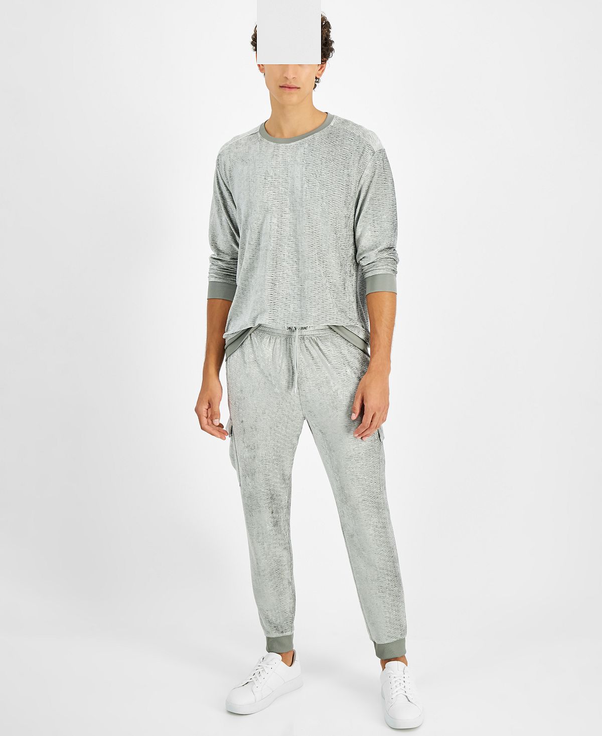 Inc International Concepts Velvet 30" Jogger Pants Silver Grey