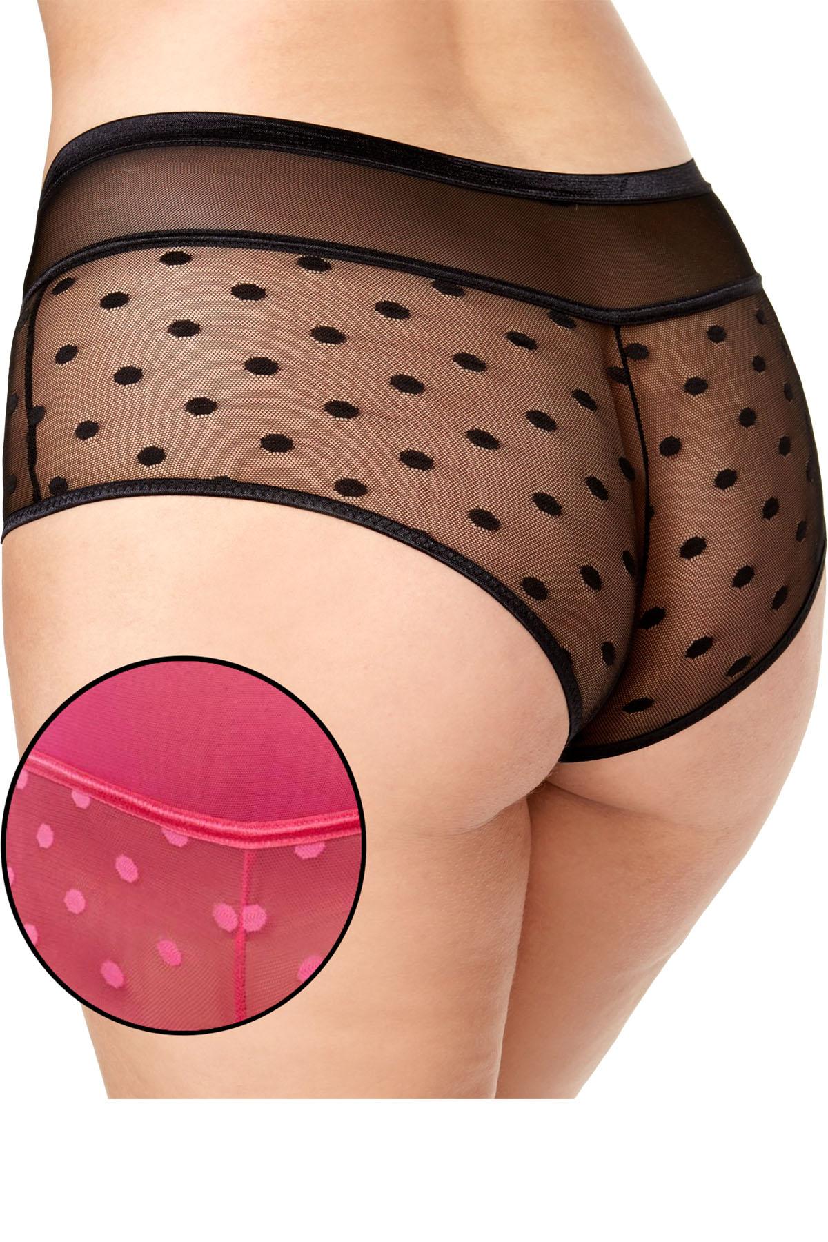 Inspire Psyche Terry PLUS Raspberry-Sorbet/Tangerine Dot-Mesh/Lace Boyshort