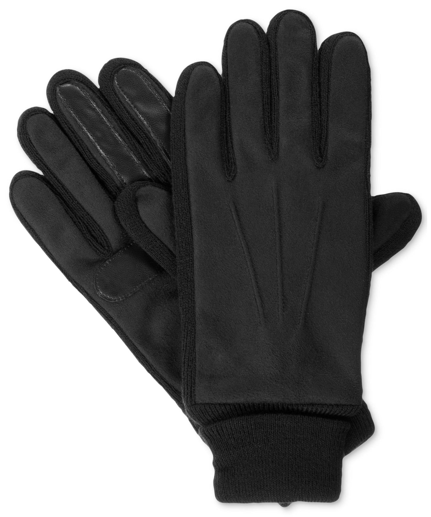 Isotoner Signature Black Knit-Cuff Gloves