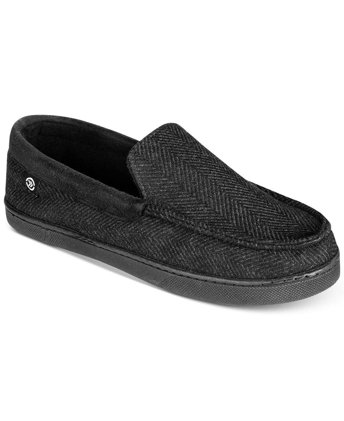 Isotoner Signature Herringbone Moccasin Slippers Black