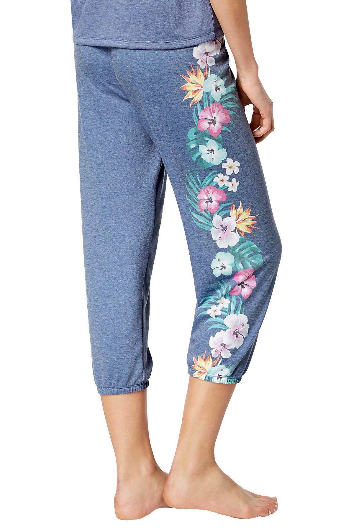 Jenni By Jennifer Moore Blue Heather Hawaiian Printed Cropped Jogger Pant