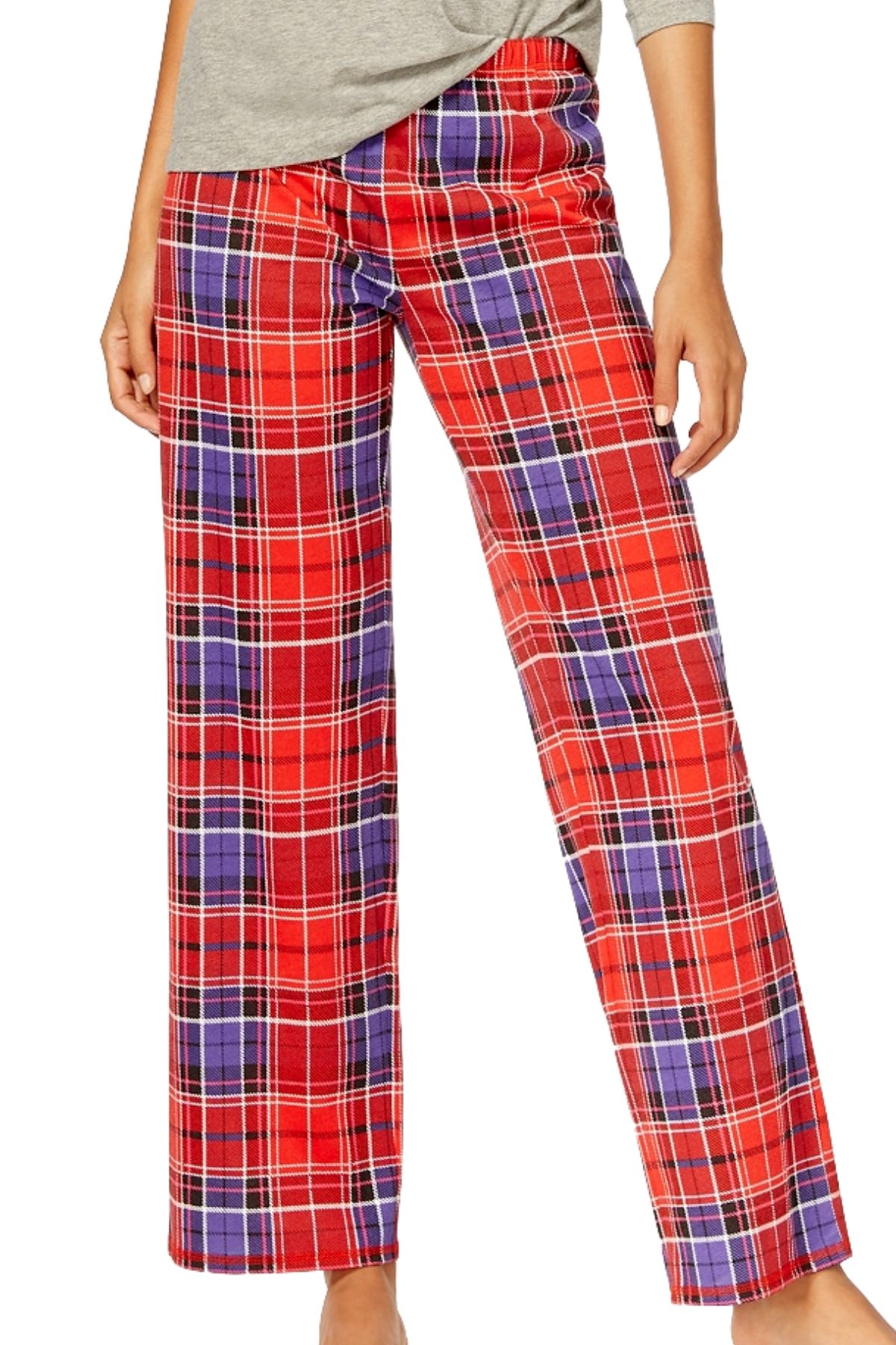 Jenni By Jennifer Moore Holiday-Plaid Knit Top & Printed Pant Pajama Set