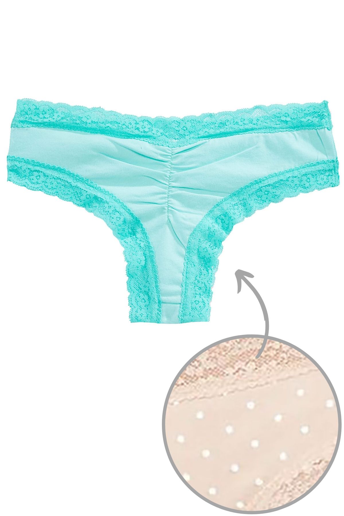 Jenni Cotton Cheeky Lace Trim Hipster in Nude Dots