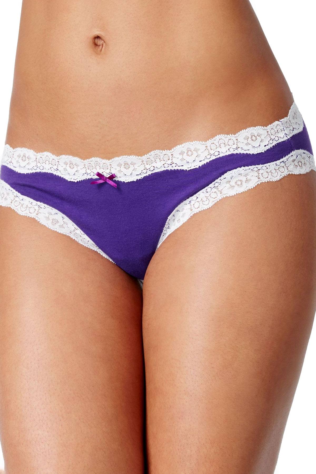 Jenni Cotton Lace Trim Bikini in Purple