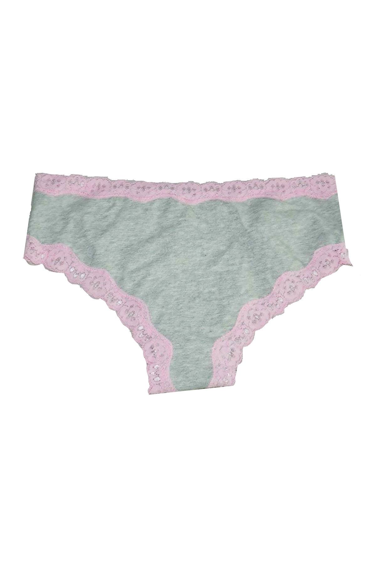 Jenni Cotton Lace Trim Hipster in Heather Pink
