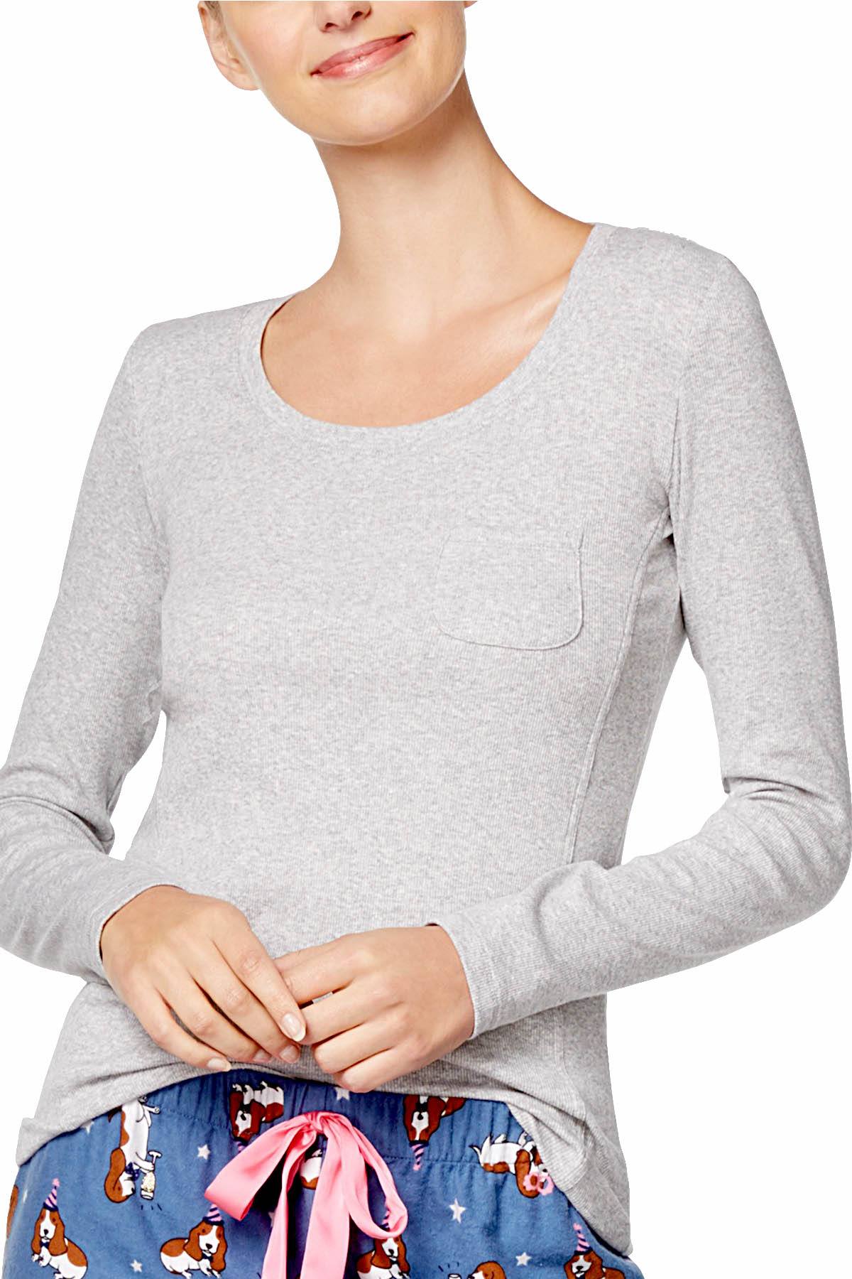 Jenni Ribbed Lounge Top in Heather Grey