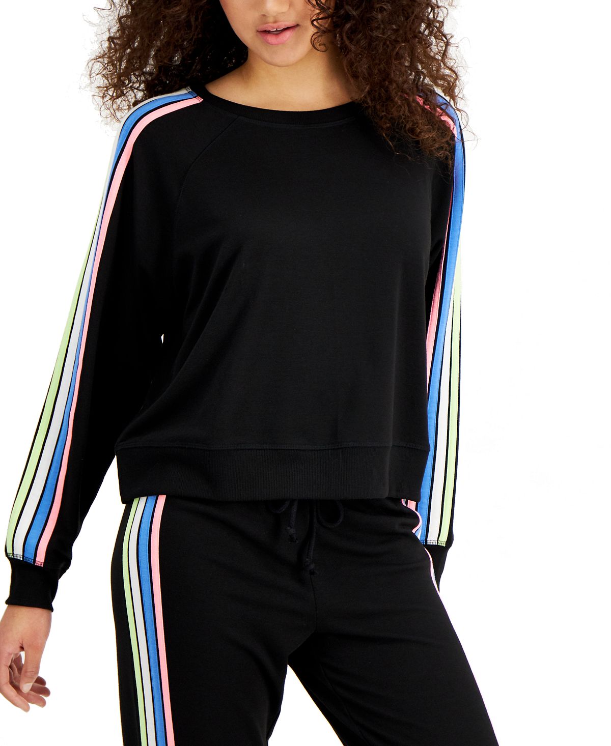 Jenni Side-stripe Sleep Top Deep Black