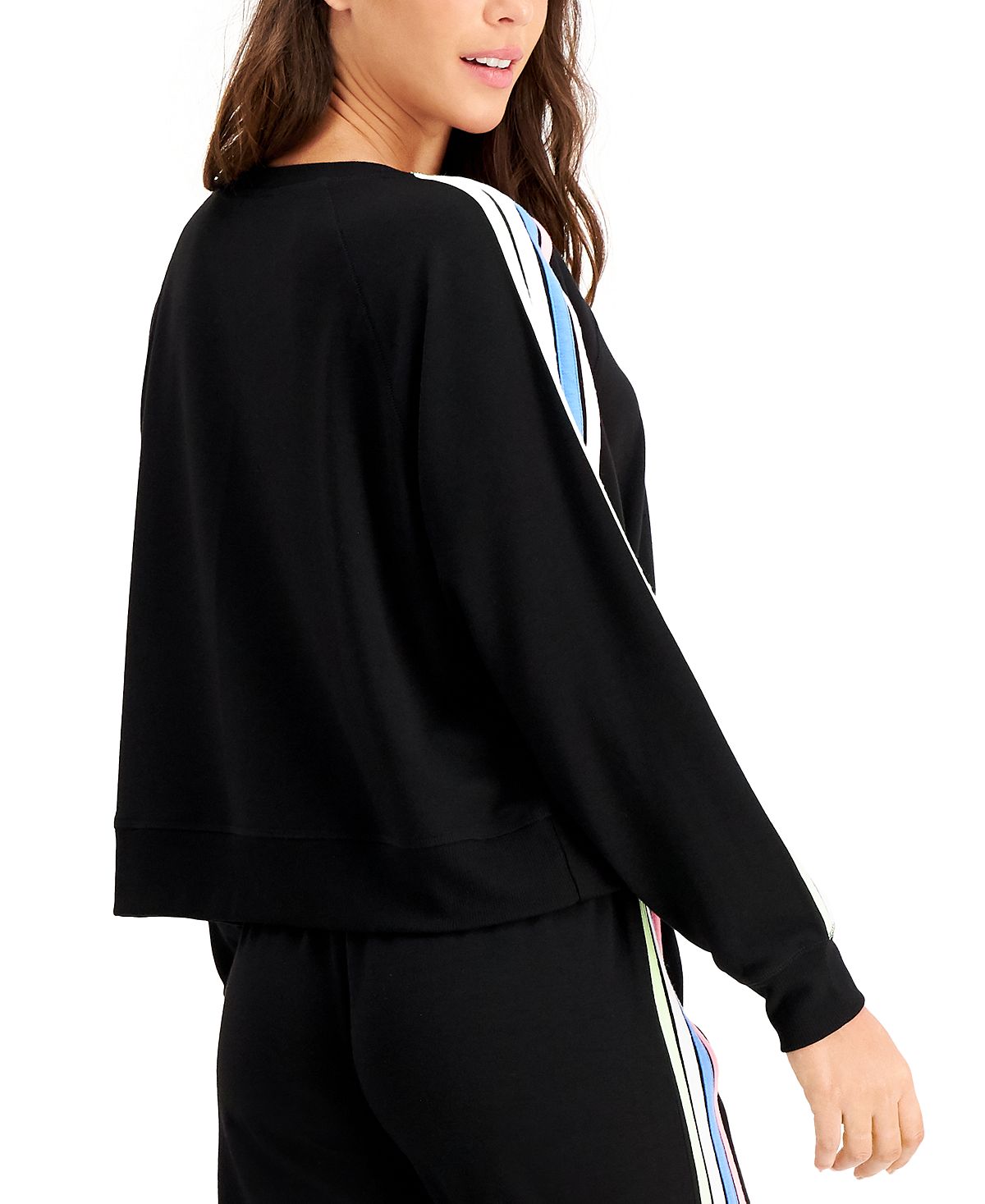 Jenni Side-stripe Sleep Top Deep Black
