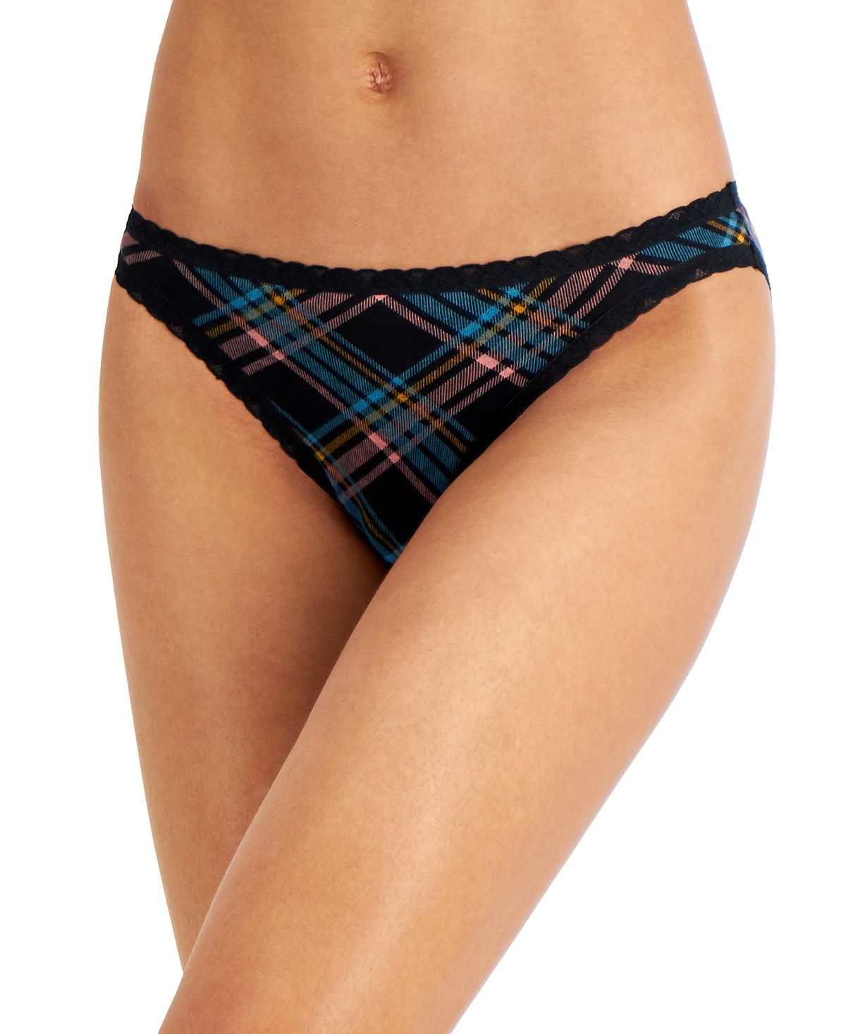 Jenni Women’s Lace Trim Bikini Underwear Multi Plaid