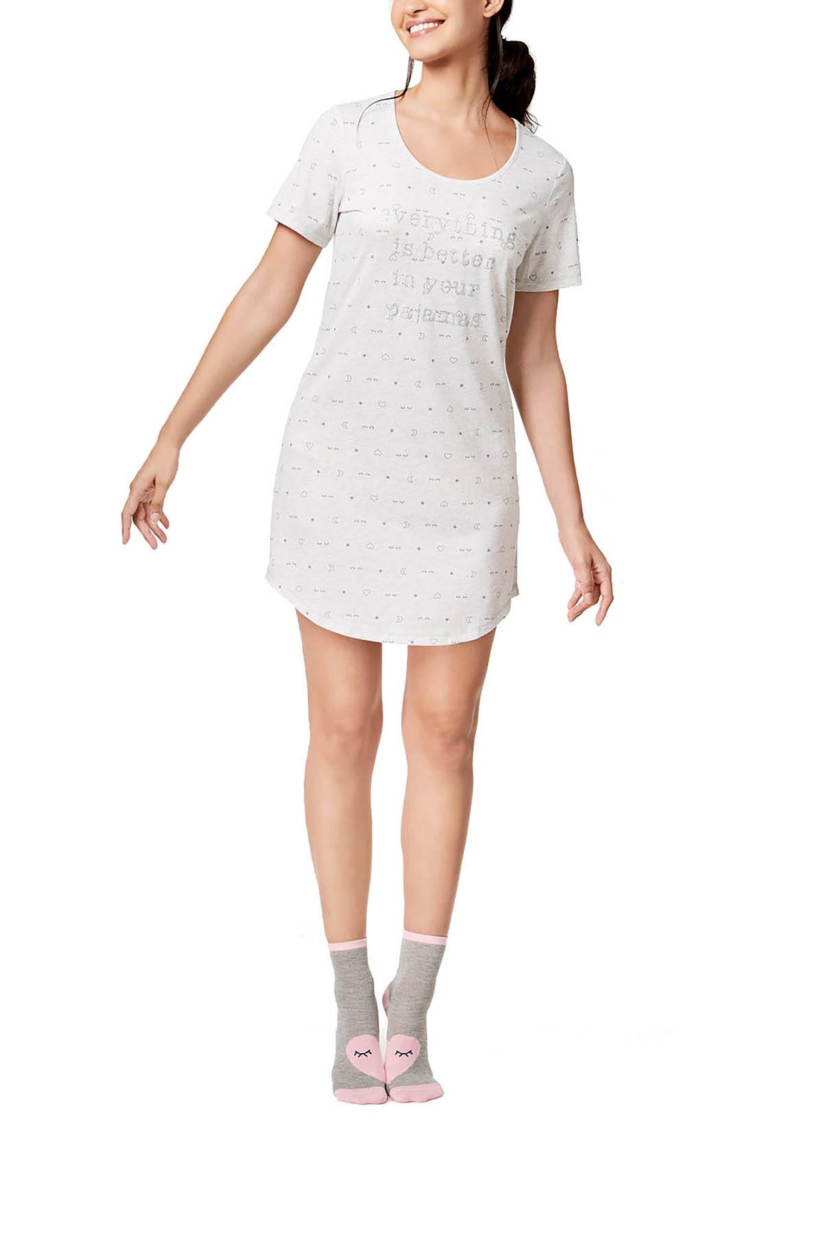 Jenni by Jennifer Moore Grey Sleep Time Sleepshirt with Socks