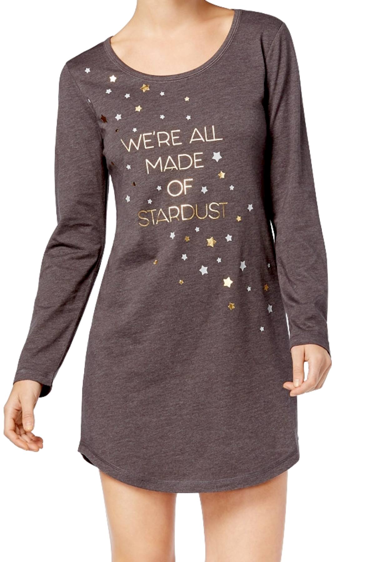 Jenni by Jennifer Moore Grey Stardust Graphic Sleepshirt And Socks Set