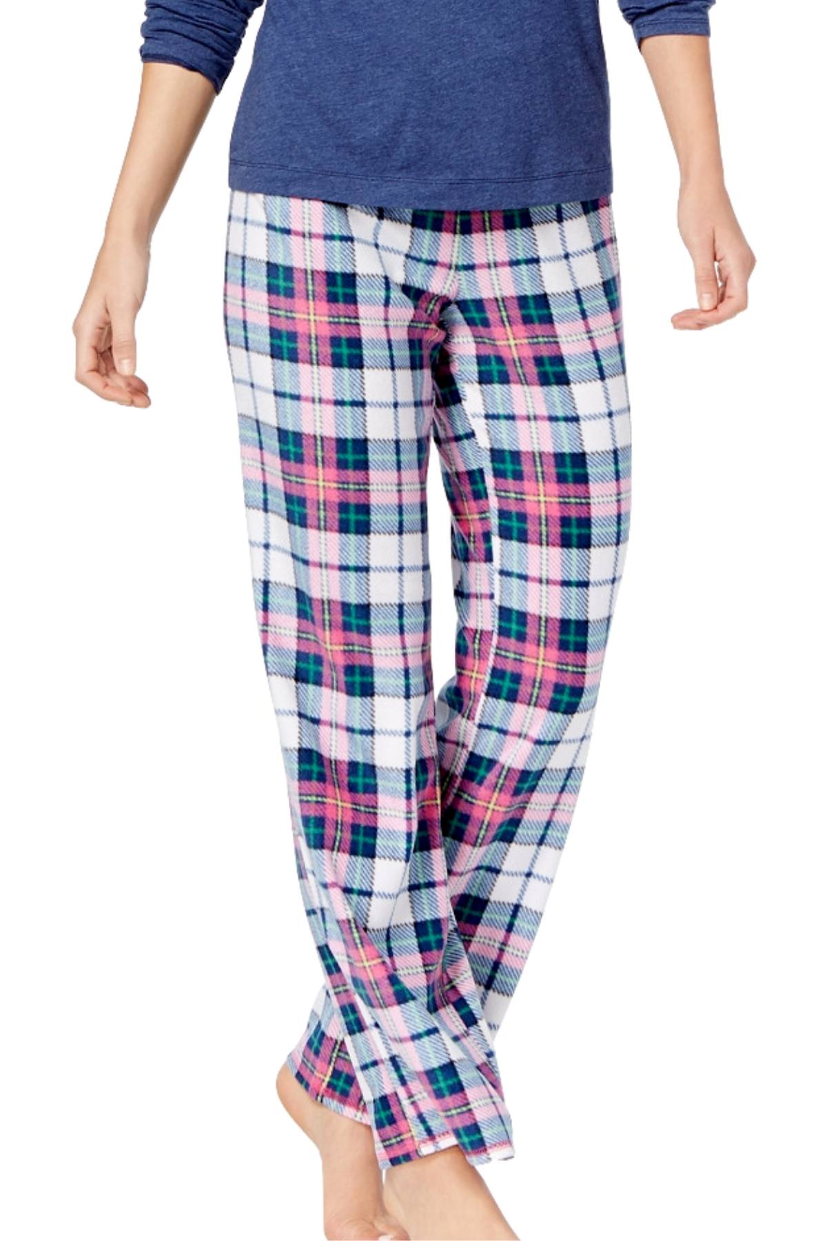 Jenni by Jennifer Moore Navy/Plaid Naughty/Nice Knit/Fleece Pajama Set