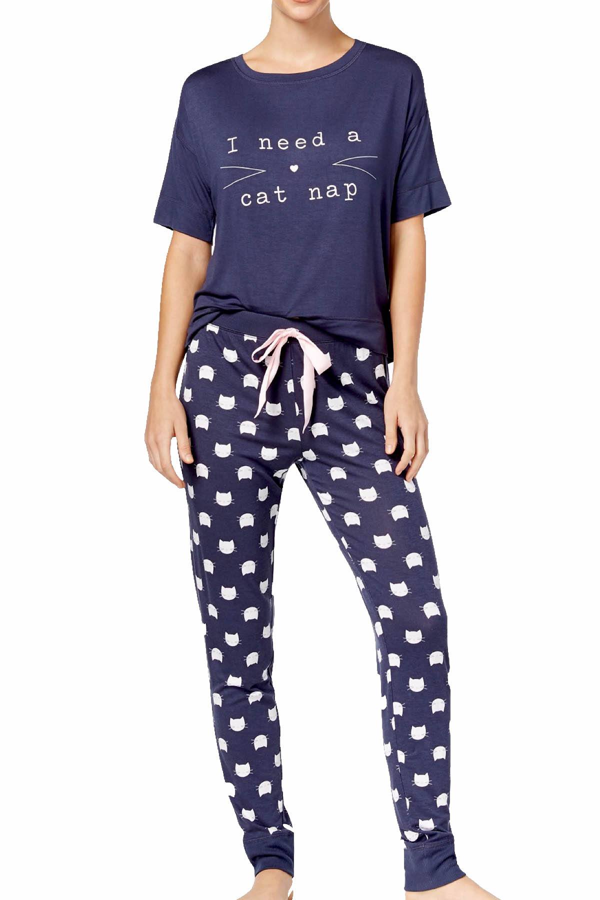Jenni by Jennifer Moore PLUS Nairobi-Dusk Graphic-Print Cat-Nap Lounge Tee