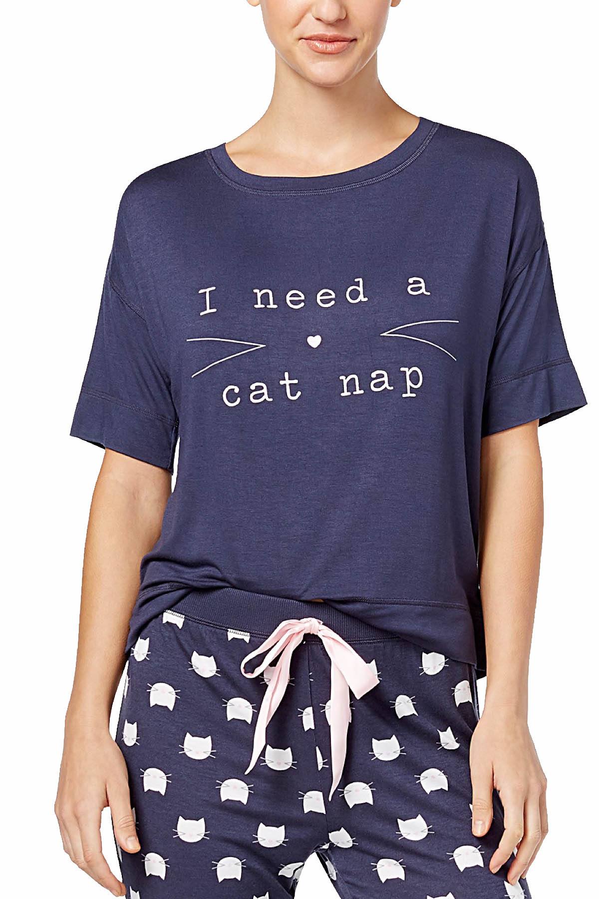 Jenni by Jennifer Moore PLUS Nairobi-Dusk Graphic-Print Cat-Nap Lounge Tee