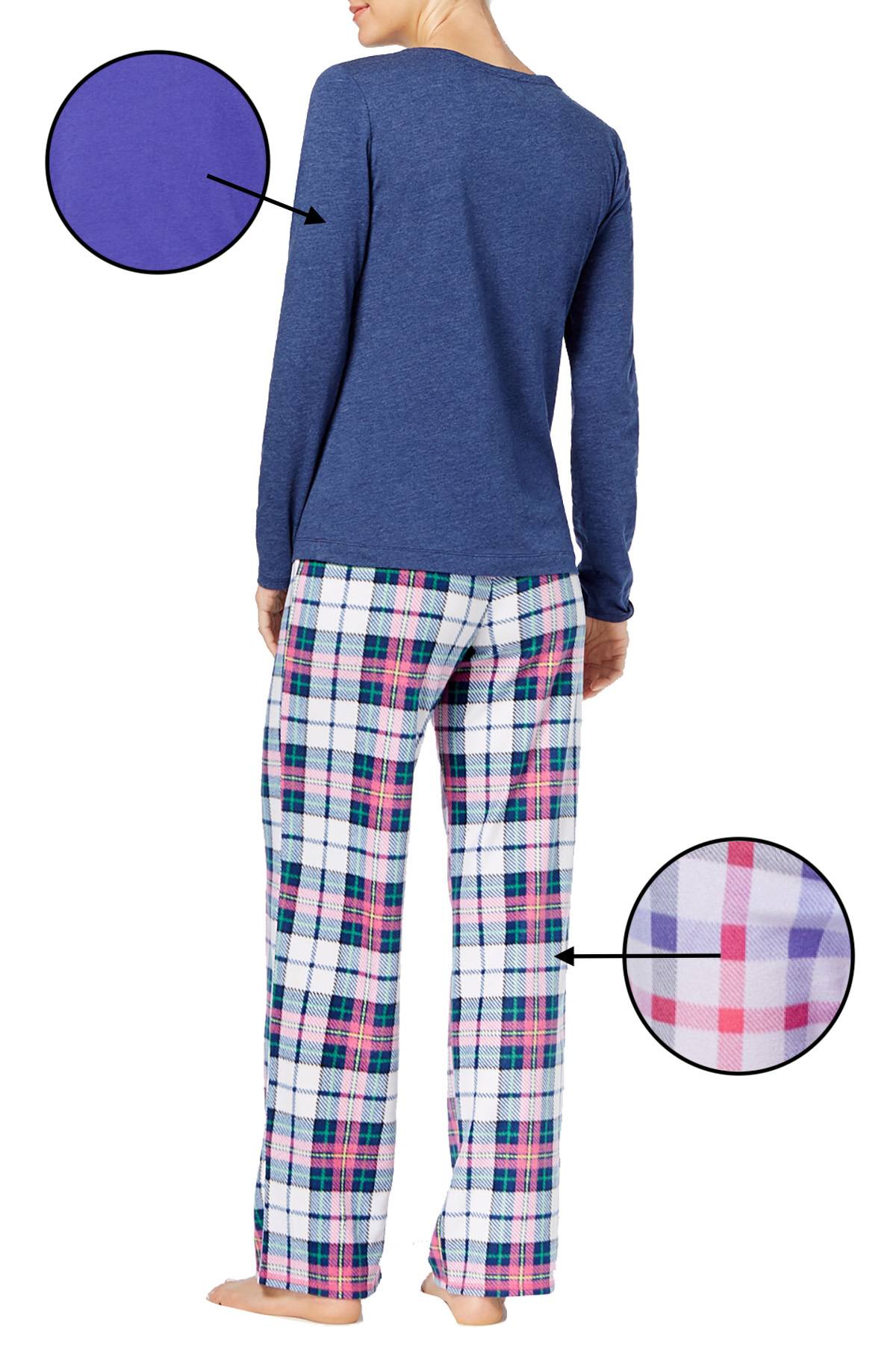 Jenni by Jennifer Moore Purple Top & Plaid Printed Fleece Pant 2-Pc Pajama Set