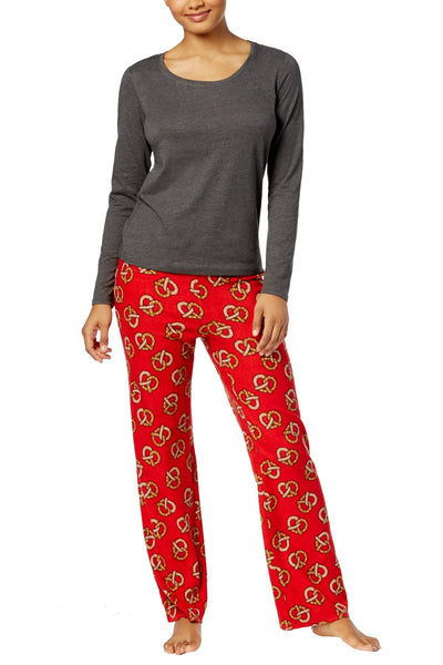 Jenni by Jennifer Moore Red/Grey Pretzel-Twist Pajama Set