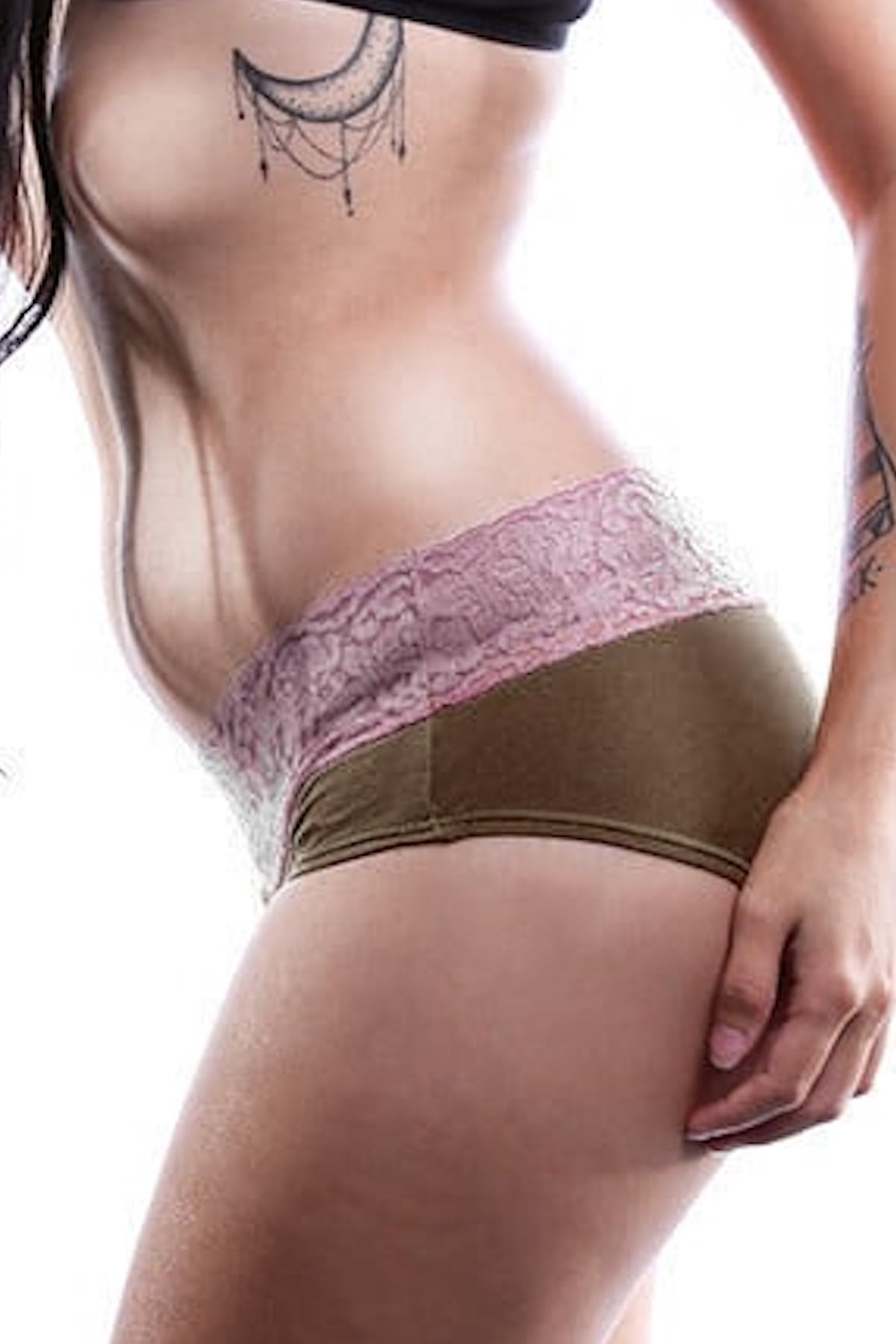 Jezebel Brown & Pink Lace Brief