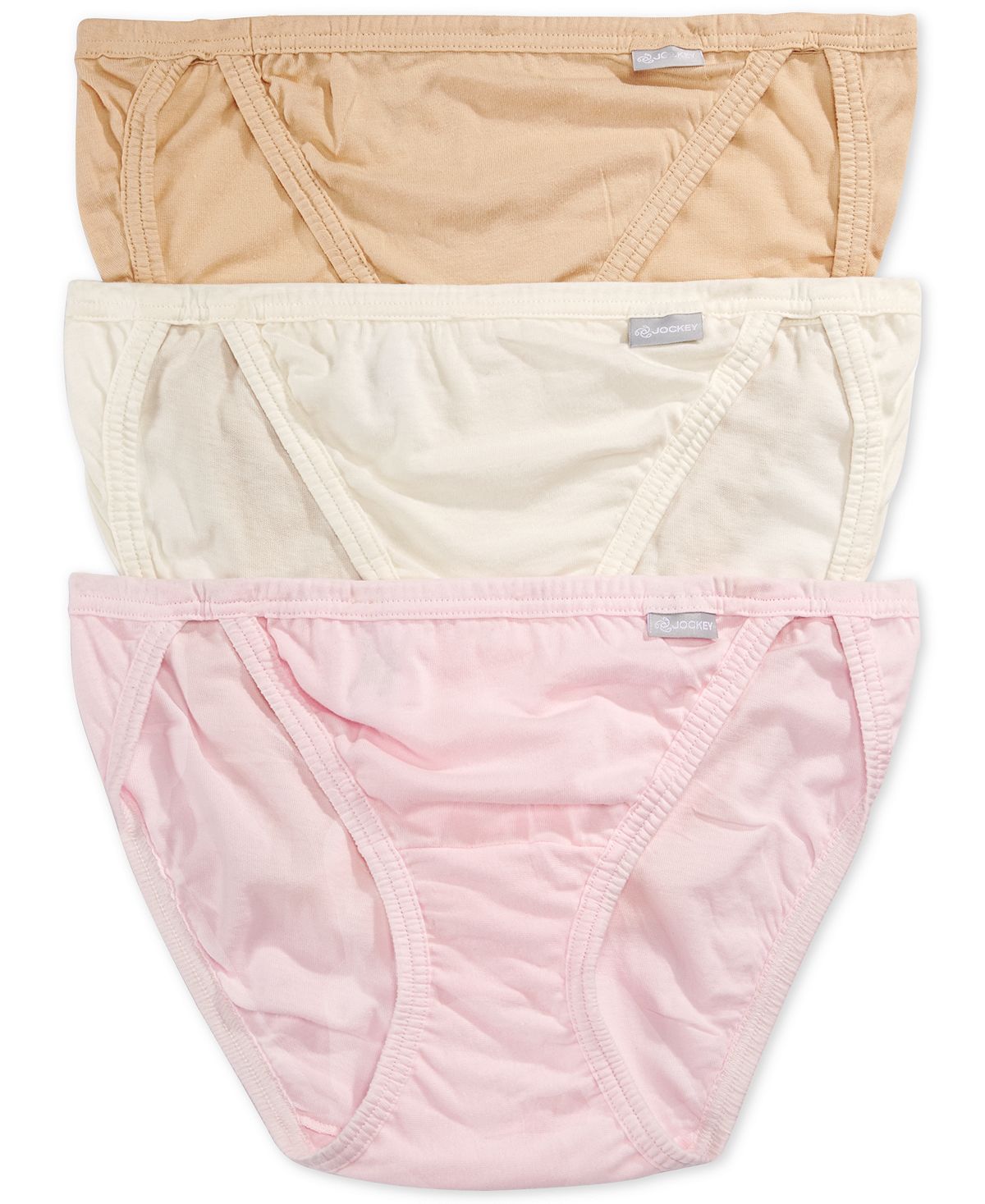Jockey Elance String Bikini Underwear 3 Pack 1483 Ivory/Sand/Pink Pear –  CheapUndies