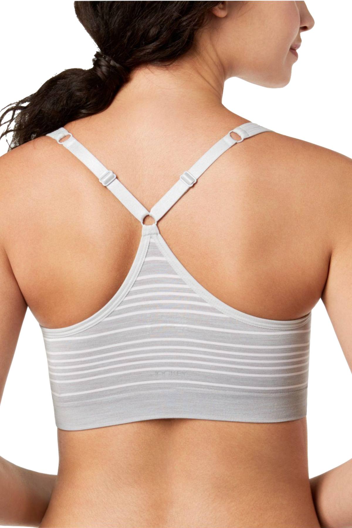 Jockey Fineline Medium Impact V Neck Sport Bra in Light Grey