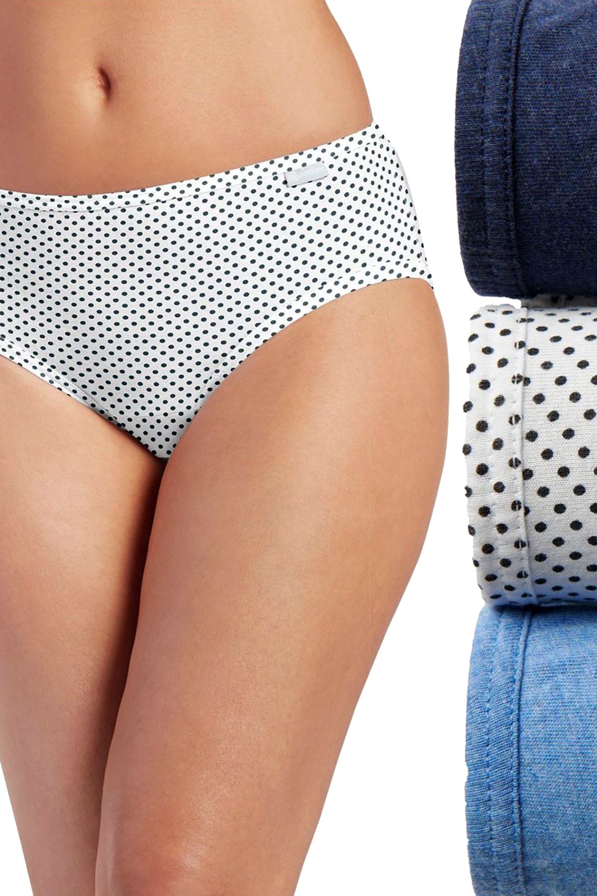 Jockey Heather Deep-Blue Dot Elance Cotton Hipster 3-Pack